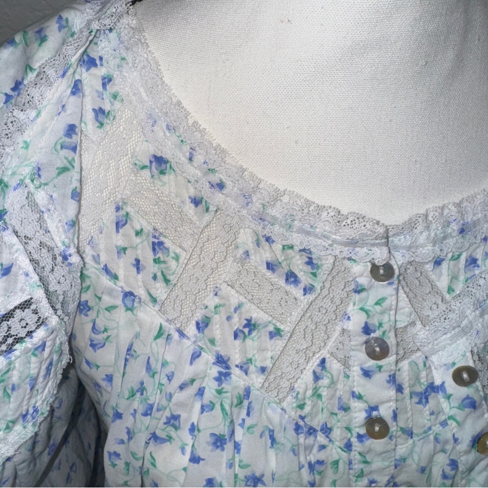 Eileen West Nightgown and Robe Set PXS Womens 100% cotton Floral Sleep Lace‎ #cc